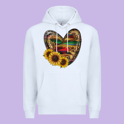 Western Sunflowers Heart Premium Hoodie Designed By Ranaportraitstore