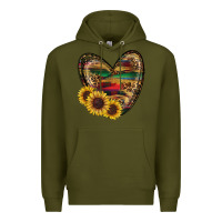 Army Green western sunflowers heart Premium Hoodie - RanaPortraitStore