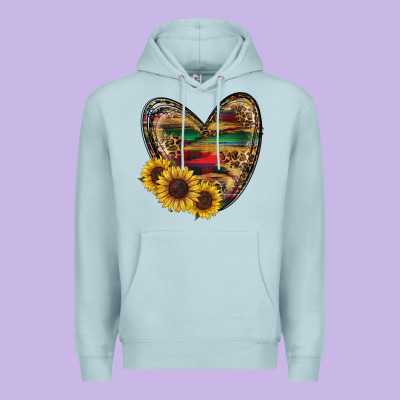 Western Sunflowers Heart Premium Hoodie Designed By Ranaportraitstore