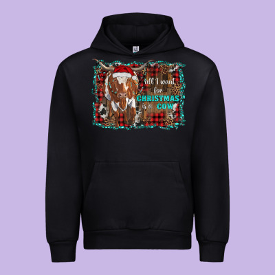 All I Want For Christmas Is A Cow Longhorn Urban Hoodie Designed By Ranaportraitstore