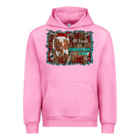 Fuchsia Pink all i want for christmas is a cow longhorn Urban Hoodie - RanaPortraitStore