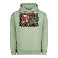 Pigment Oil Green all i want for christmas is a cow longhorn Urban Hoodie - RanaPortraitStore