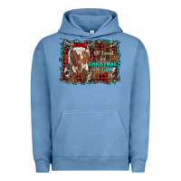 Pigment Pebble Blue all i want for christmas is a cow longhorn Urban Hoodie - RanaPortraitStore