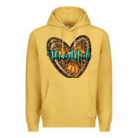 Antique Gold thankful pumpkin heart Premium Hoodie - RanaPortraitStore