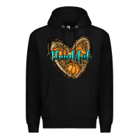 Black thankful pumpkin heart Premium Hoodie - RanaPortraitStore