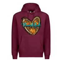 Burgundy thankful pumpkin heart Premium Hoodie - RanaPortraitStore