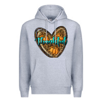 Heather Grey thankful pumpkin heart Premium Hoodie - RanaPortraitStore