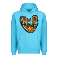Ocean Blue thankful pumpkin heart Premium Hoodie - RanaPortraitStore