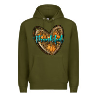 Army Green thankful pumpkin heart Premium Hoodie - RanaPortraitStore