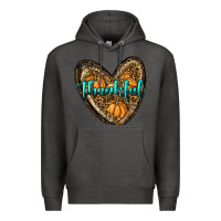 Charcoal Heather thankful pumpkin heart Premium Hoodie - RanaPortraitStore