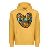 Mustard thankful pumpkin heart Premium Hoodie - RanaPortraitStore