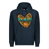 Navy thankful pumpkin heart Premium Hoodie - RanaPortraitStore