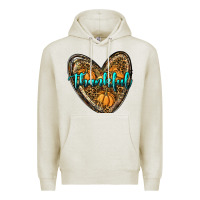 Oatmeal Heather thankful pumpkin heart Premium Hoodie - RanaPortraitStore