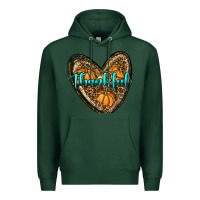 Sports Green thankful pumpkin heart Premium Hoodie - RanaPortraitStore