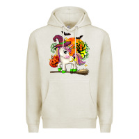 Oatmeal Heather halloween unicorn Premium Hoodie - Zillion Design Studio
