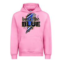 Fuchsia Pink back the blue with lightning bolt Urban Hoodie - Zillion Design Studio