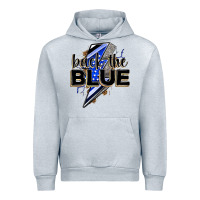 Heather Grey back the blue with lightning bolt Urban Hoodie - Zillion Design Studio