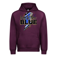 Mauve Wine back the blue with lightning bolt Urban Hoodie - Zillion Design Studio