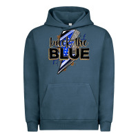 Pigment Midnight Navy back the blue with lightning bolt Urban Hoodie - Zillion Design Studio