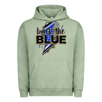 Pigment Oil Green back the blue with lightning bolt Urban Hoodie - Zillion Design Studio