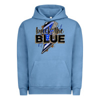 Pigment Pebble Blue back the blue with lightning bolt Urban Hoodie - Zillion Design Studio