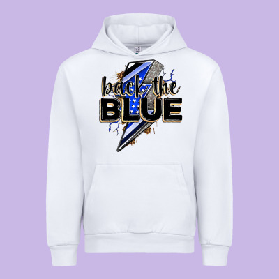 Back The Blue With Lightning Bolt Urban Hoodie Designed By Zillion Design Studio