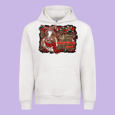 All I Want For Christmas Is A Cow Cowhide Urban Hoodie Designed By Ranaportraitstore