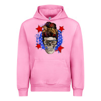 Fuchsia Pink American mom skull Urban Hoodie - Zillion Design Studio