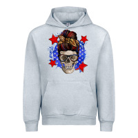 Heather Grey American mom skull Urban Hoodie - Zillion Design Studio