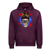 Mauve Wine American mom skull Urban Hoodie - Zillion Design Studio