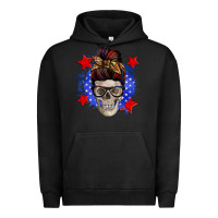 Pigment Black American mom skull Urban Hoodie - Zillion Design Studio