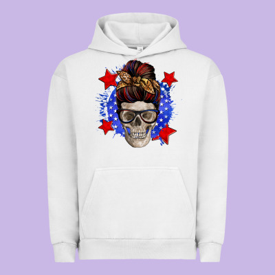 American Mom Skull Urban Hoodie Designed By Zillion Design Studio