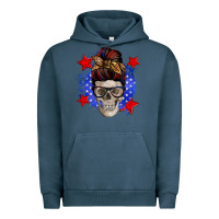 Pigment Midnight Navy American mom skull Urban Hoodie - Zillion Design Studio