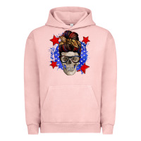 Pigment Salmon American mom skull Urban Hoodie - Zillion Design Studio