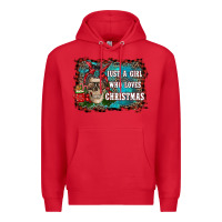 Red just a girl who loves christmas Premium Hoodie - RanaPortraitStore