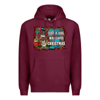 Burgundy just a girl who loves christmas Premium Hoodie - RanaPortraitStore