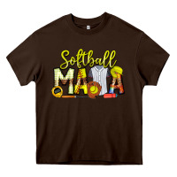 Chocolate Brown Softball Mama Heavy Core Tee - CowhideDigitalArt