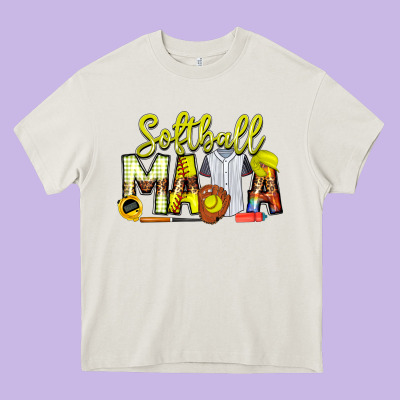 Softball Mama Heavy Core Tee Designed By Cowhidedigitalart