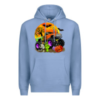 Colony Blue halloween monster truck Premium Hoodie - Zillion Design Studio