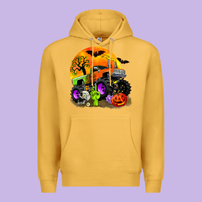 Halloween Monster Truck Premium Hoodie Designed By Zillion Design Studio