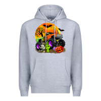 Heather Grey halloween monster truck Premium Hoodie - Zillion Design Studio