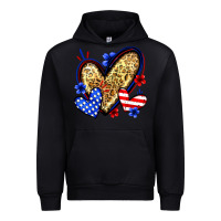 Black American flag heart leopard Urban Hoodie - Zillion Design Studio
