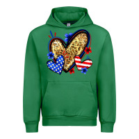 Emerald American flag heart leopard Urban Hoodie - Zillion Design Studio