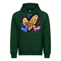 Forest Green American flag heart leopard Urban Hoodie - Zillion Design Studio