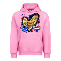 Fuchsia Pink American flag heart leopard Urban Hoodie - Zillion Design Studio