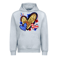 Heather Grey American flag heart leopard Urban Hoodie - Zillion Design Studio