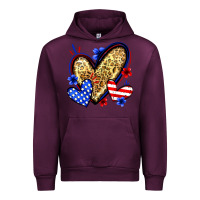 Mauve Wine American flag heart leopard Urban Hoodie - Zillion Design Studio