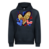 Navy American flag heart leopard Urban Hoodie - Zillion Design Studio