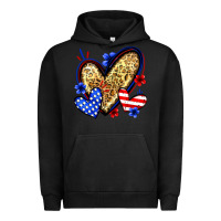 Pigment Black American flag heart leopard Urban Hoodie - Zillion Design Studio