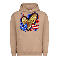Pigment Burro American flag heart leopard Urban Hoodie - Zillion Design Studio